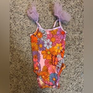 Posh Peanut Floral Meadows with Tulle Straps Romper/one piece